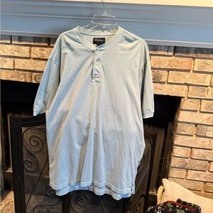 Eddie Bauer short sleeve cotton Henley, mint green, size Large, EUC
